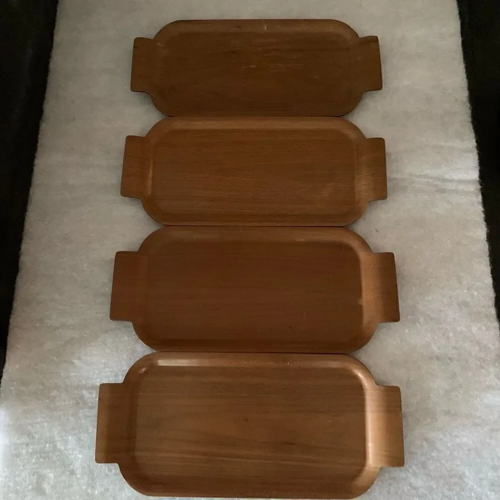 4 Toastmaster Hospitality Set Trays McGraw Electric Co. Mid Century Wood USA
